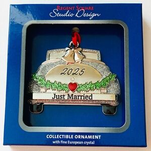 NEW Studio Design Just Married Collectible Christmas Ornament w/European Crystal
